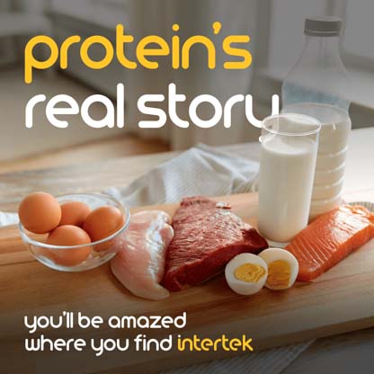 Food items high in protein sitting on a wooden cutting board